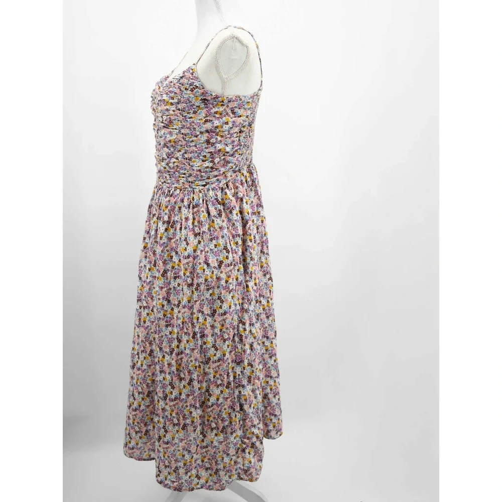On 34th Floral Smocked Midi Dress Cotton Pockets Cottagecore Size M